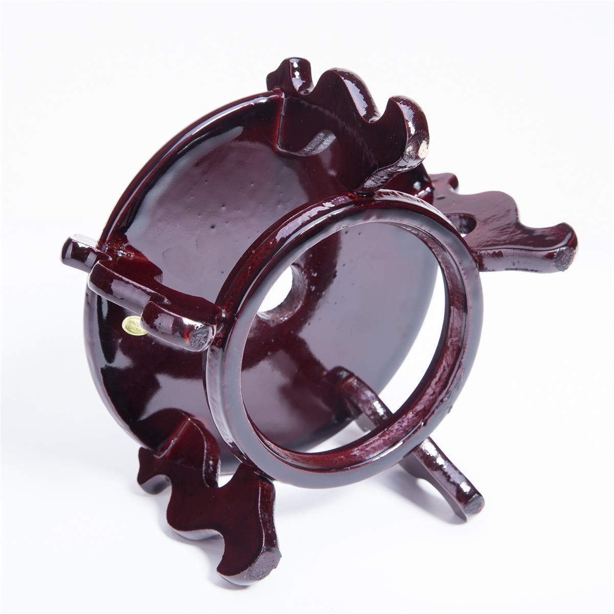 Asian Home Beautiful Hand Craft Rosewood Oriental Fishbowl Vase Stand Round 12"