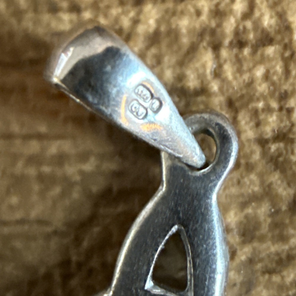 Sterling Silver Claddagh Trinity Celtic Pendant Signed Solver