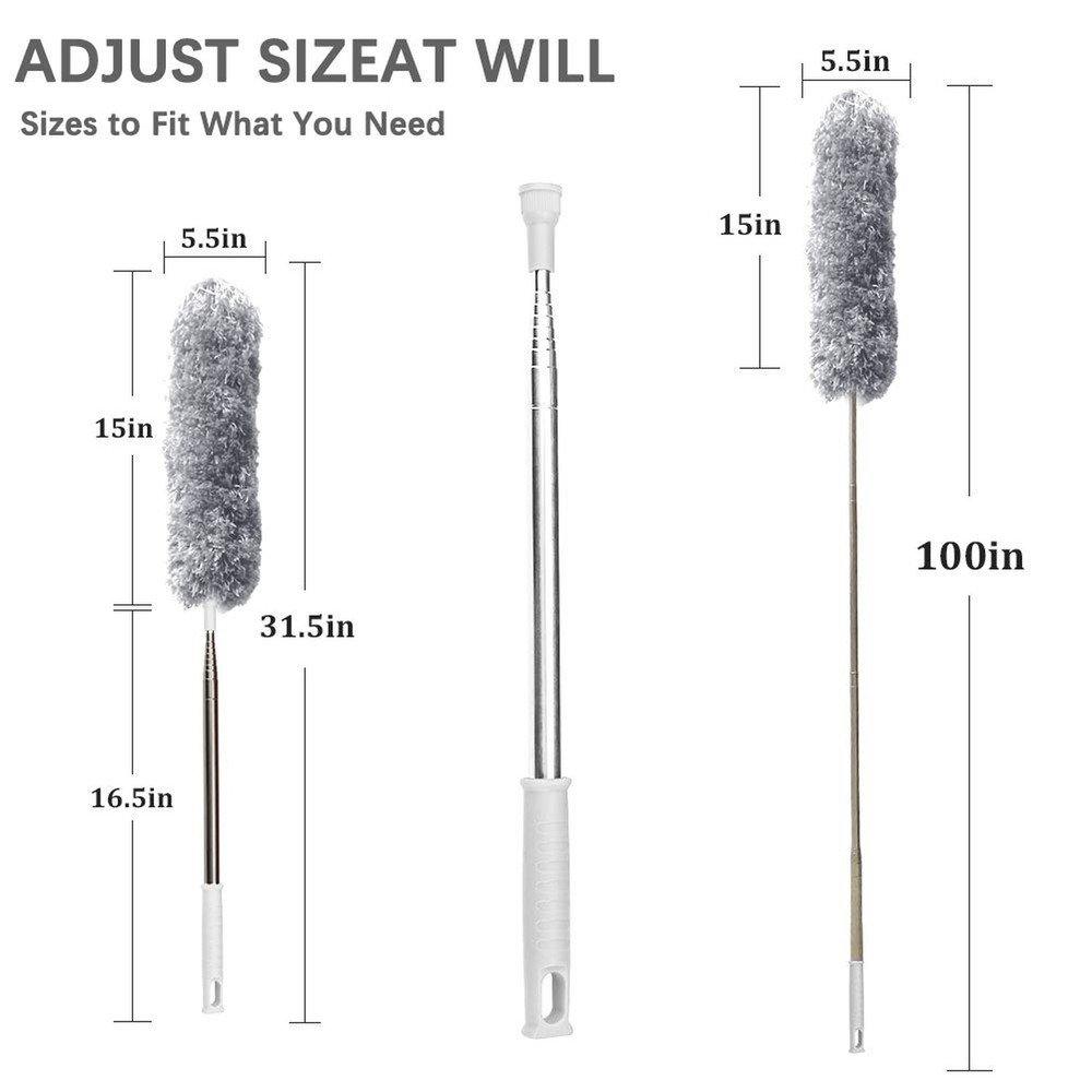 DELUX Microfiber Feather Duster Extendable Duster with 100 inches Extra Long ...