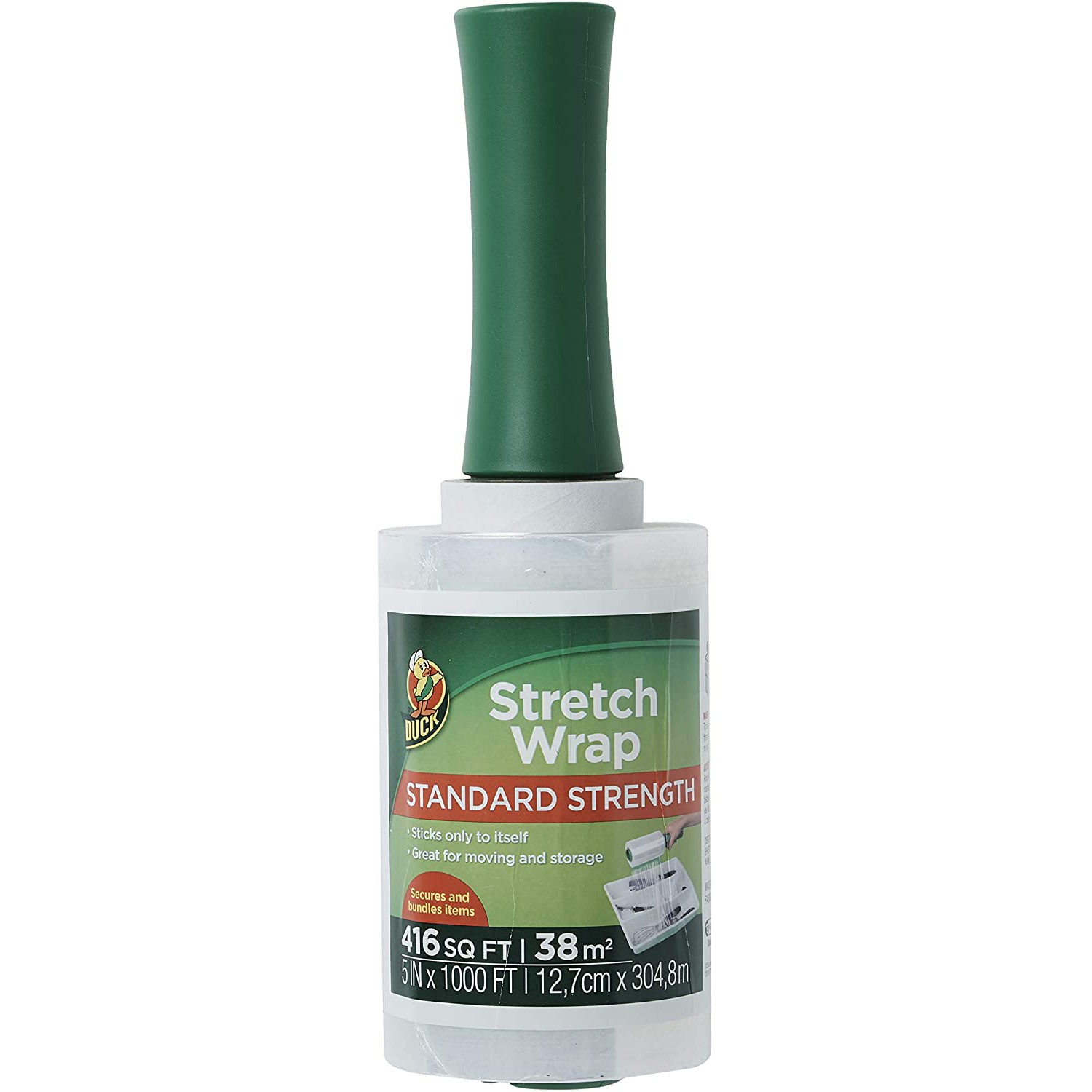 Duck Brand Standard Stretch Wrap with Handle [40 Gauge]: 5 in. x 1000 ft. Clear