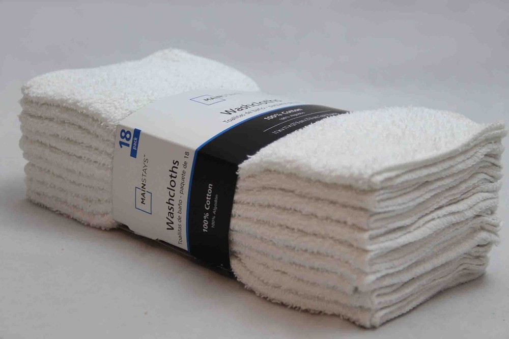 Mainstays 18 Pack Washcloth Bundle, White.