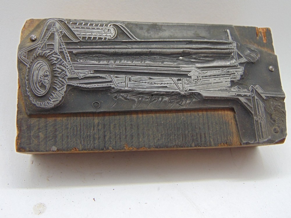 Printing Letterpress Printers Block Large Tractor Implement with Wheels