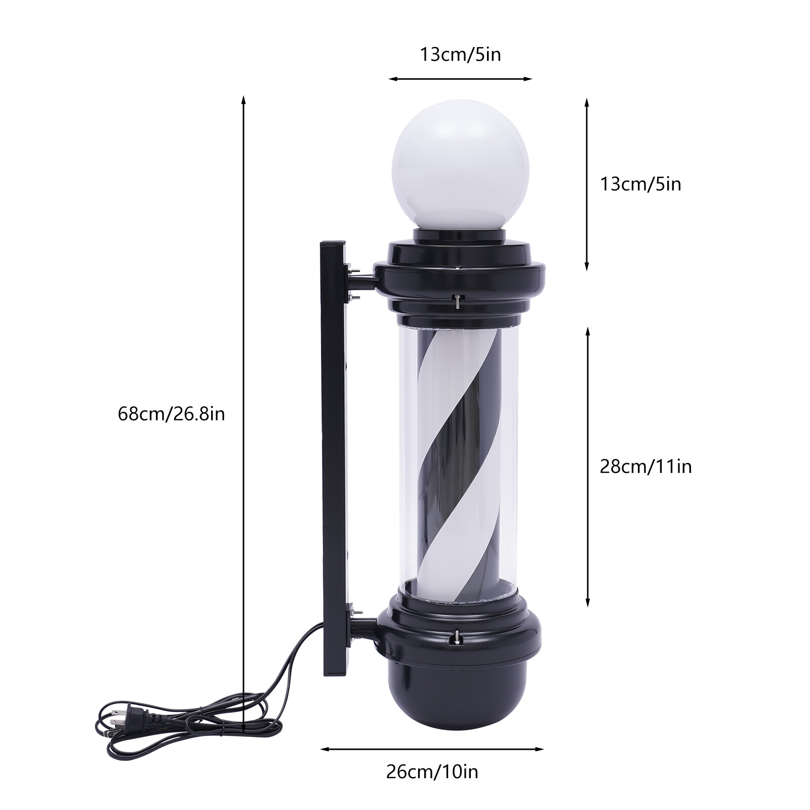 Outdoor Barber Pole Light Hair Salon Open Sign Barber Shop Rotating LED Stripes