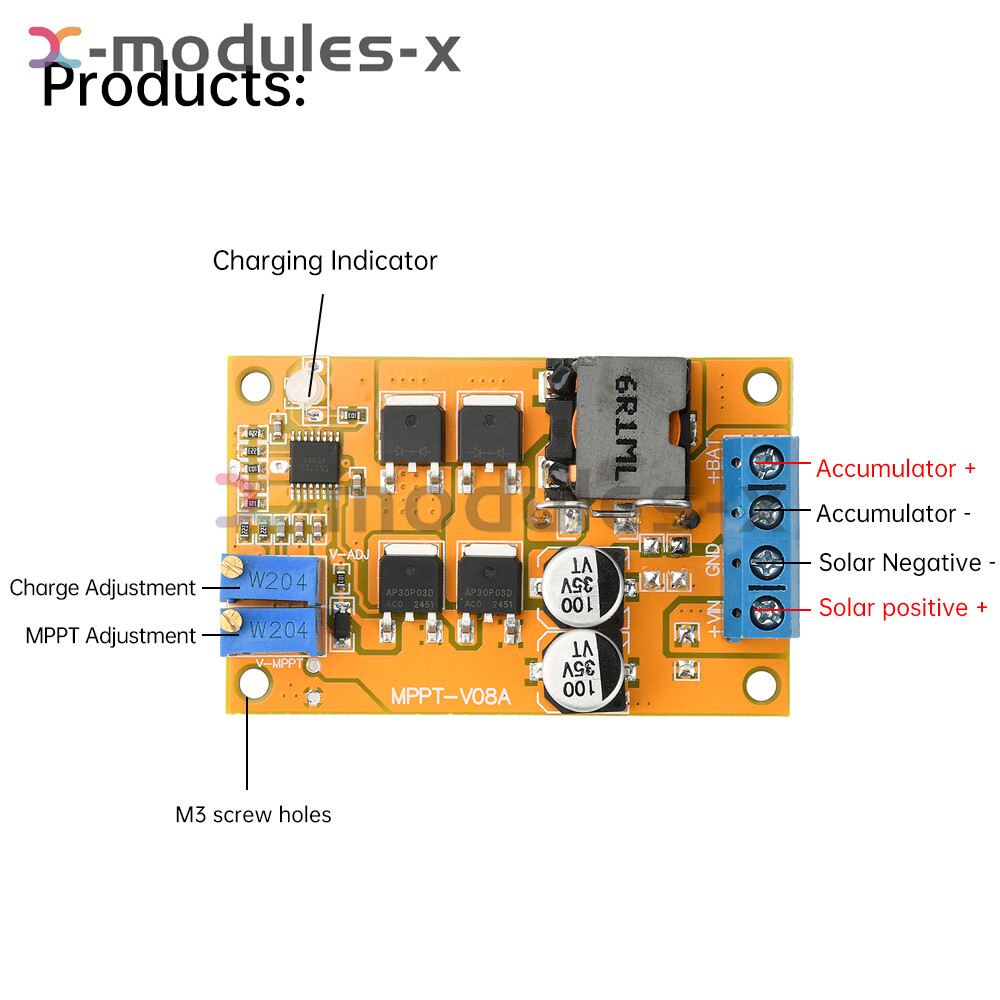 5A 100W MPPT Solar Panel Regulator Controller Battery Charging DC 8-28V Switch