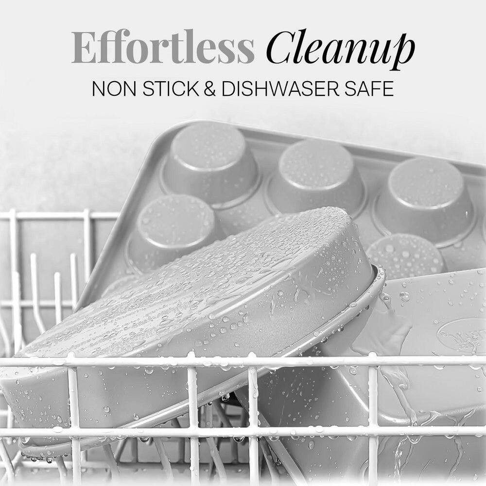 6-Piece White Ceramic Nonstick Stackable Bakeware Set