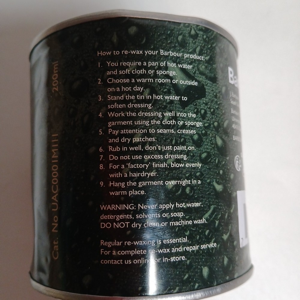 Barbour Thornproof Wax Dressing - Weatherproof Functionality for Jackets 12c