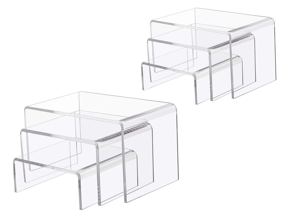 6 -Piece Strong Clear Acrylic Rectangular Riser For Retail Shelf Showcase