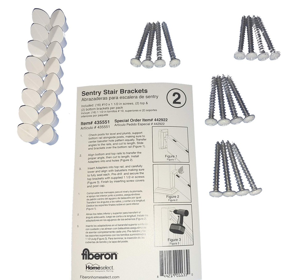 Fiberon 2-Pair White Sentry Stair Brackets for Homeselect Composite Railing