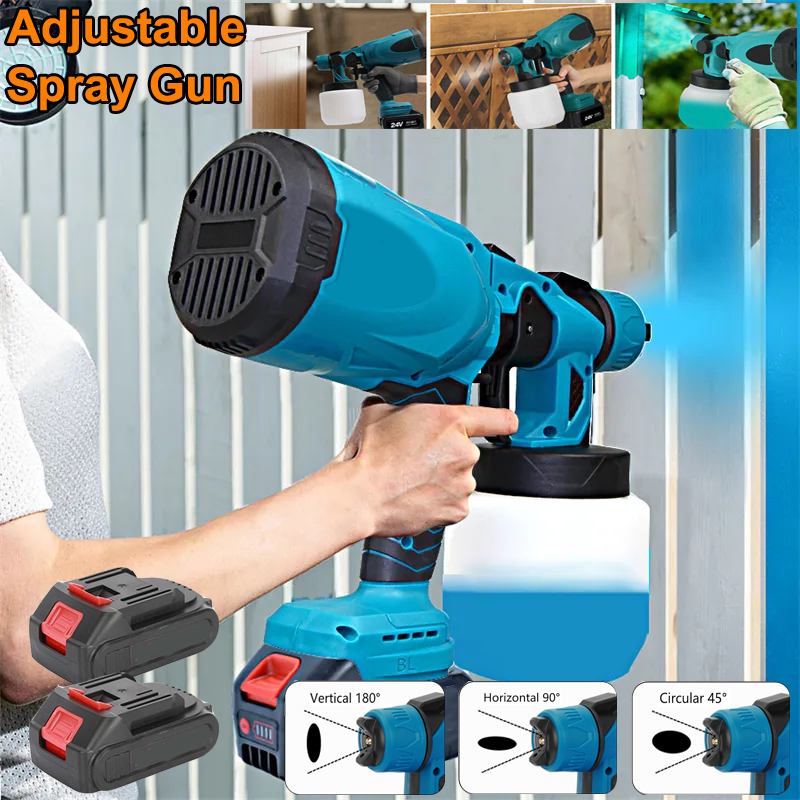 With 2 Batteries High Pressure Cordless Paint Sprayer Electric HVLP Spray Gun US