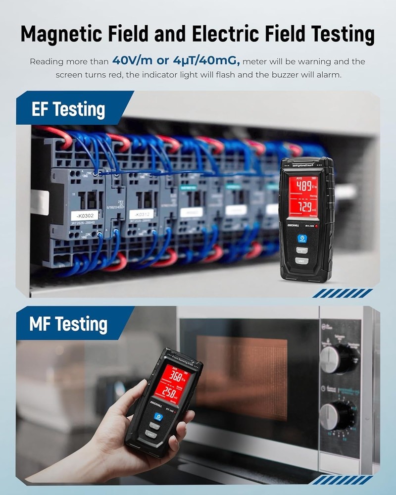 EMF Meter, Detects Electric and Magnetic Fields, Handheld Digital EMF Detecto...