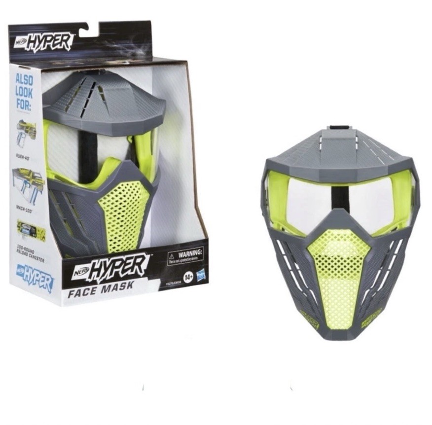 Nerf Hyper Face Mask Green Breathable Design Adjustable Head Strap Hasbro 14+