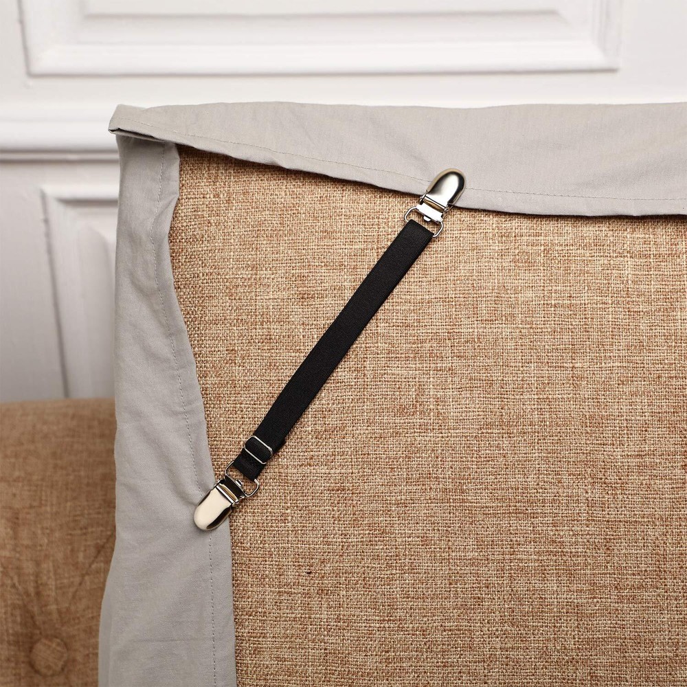12 Pack Adjustable Bed Sheet Straps Elastic Bed Fitted Sheet Holder with Clips