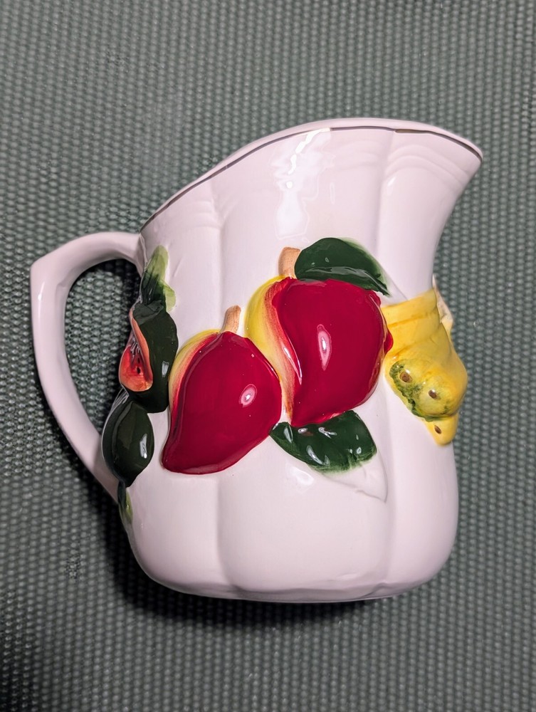 KMC Fruit Hand Painted Fine Ceramicware Pitcher w/ Utensil Set
