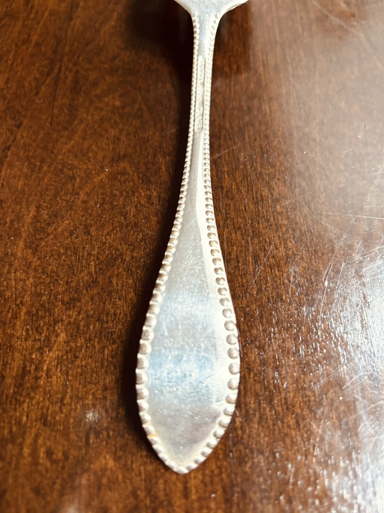 Beaded MEAT FORK EXTRA PLATE COIN SILVER ~ 8"