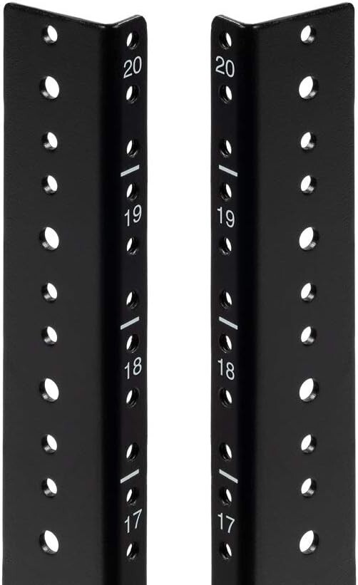 Robust Black 20U Rack Mount Rails with Multiple Mounting Holes - Quick Setup