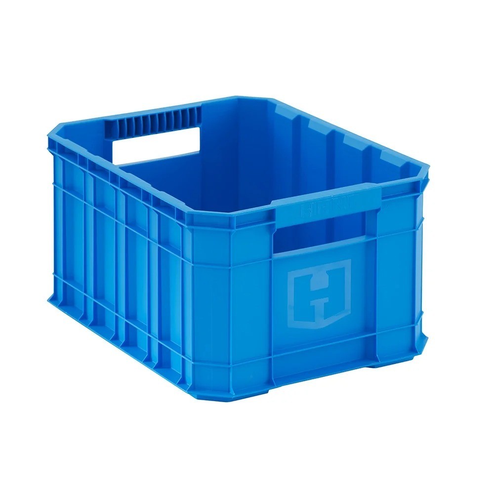Stackable Plastic Storage Crate 8.5 Gallon Blue Heavy Duty Utility Box Container