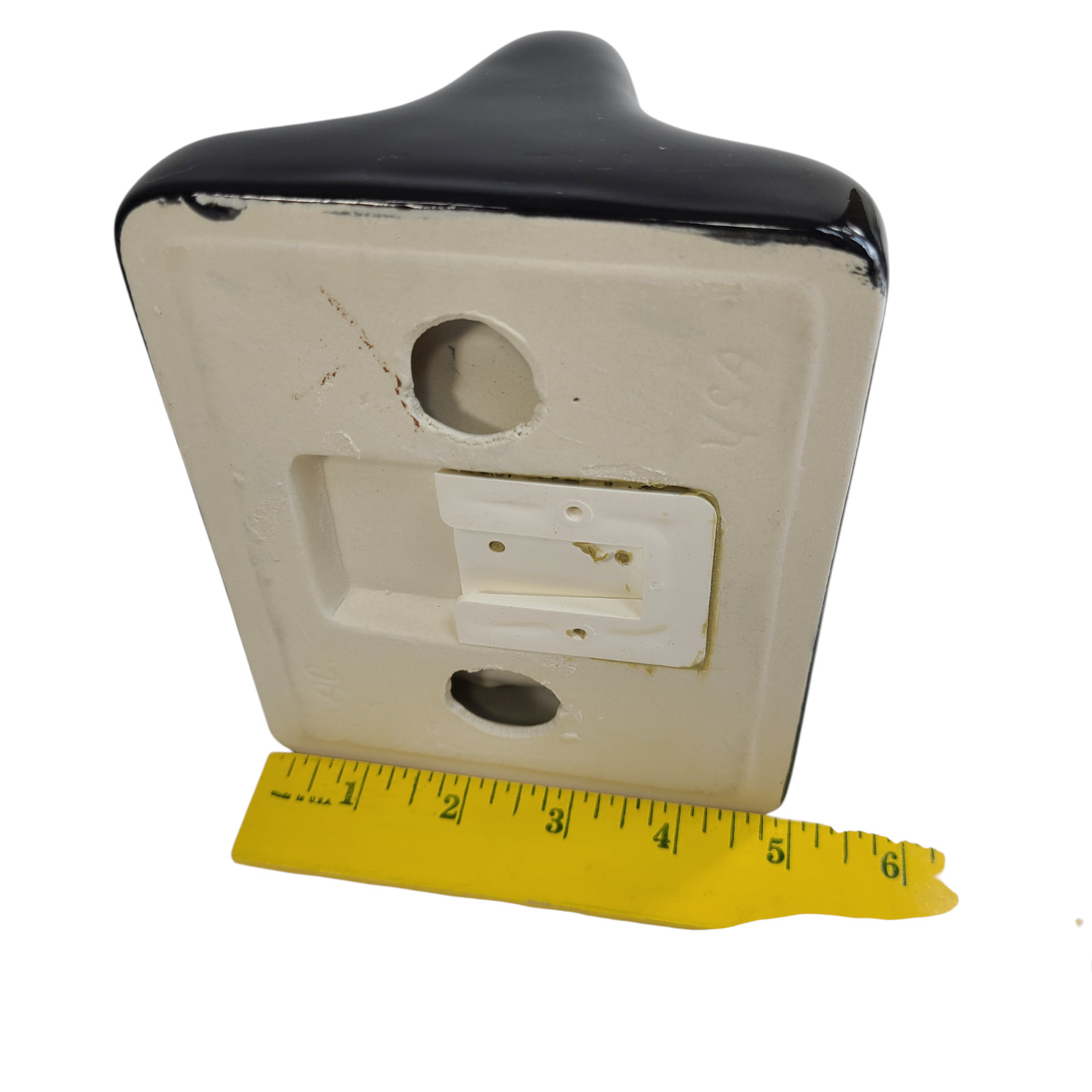 Vintage Black Ceramic TP Toilet Paper Holder Screw in Drywall Mid Century Modern