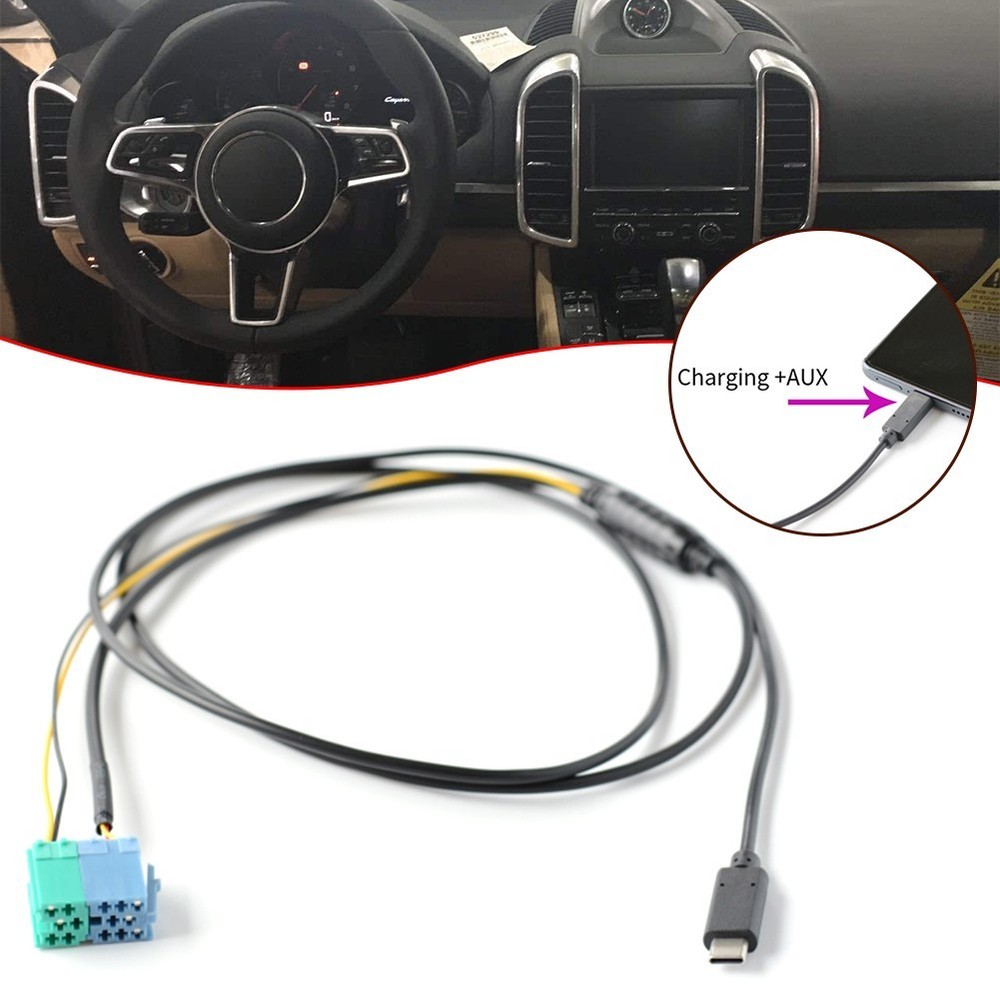 For BECKER Audio CD Player TYPEC Audio Input Cable AUX Audio+Charging Cable