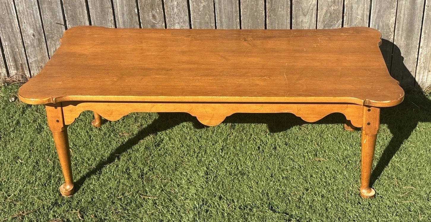 Vintage Mid Century Maple 1776 Porringer Country French Ethan Allen Coffee Table