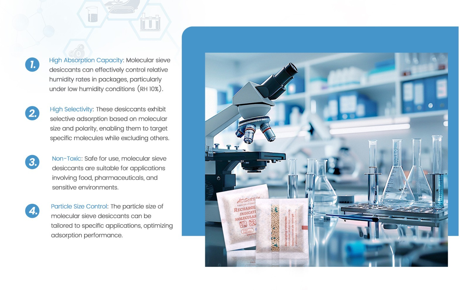 [5 Gram 50 Packages] Adsorbco Rechargeable Molecular Sieve Desiccant Packs