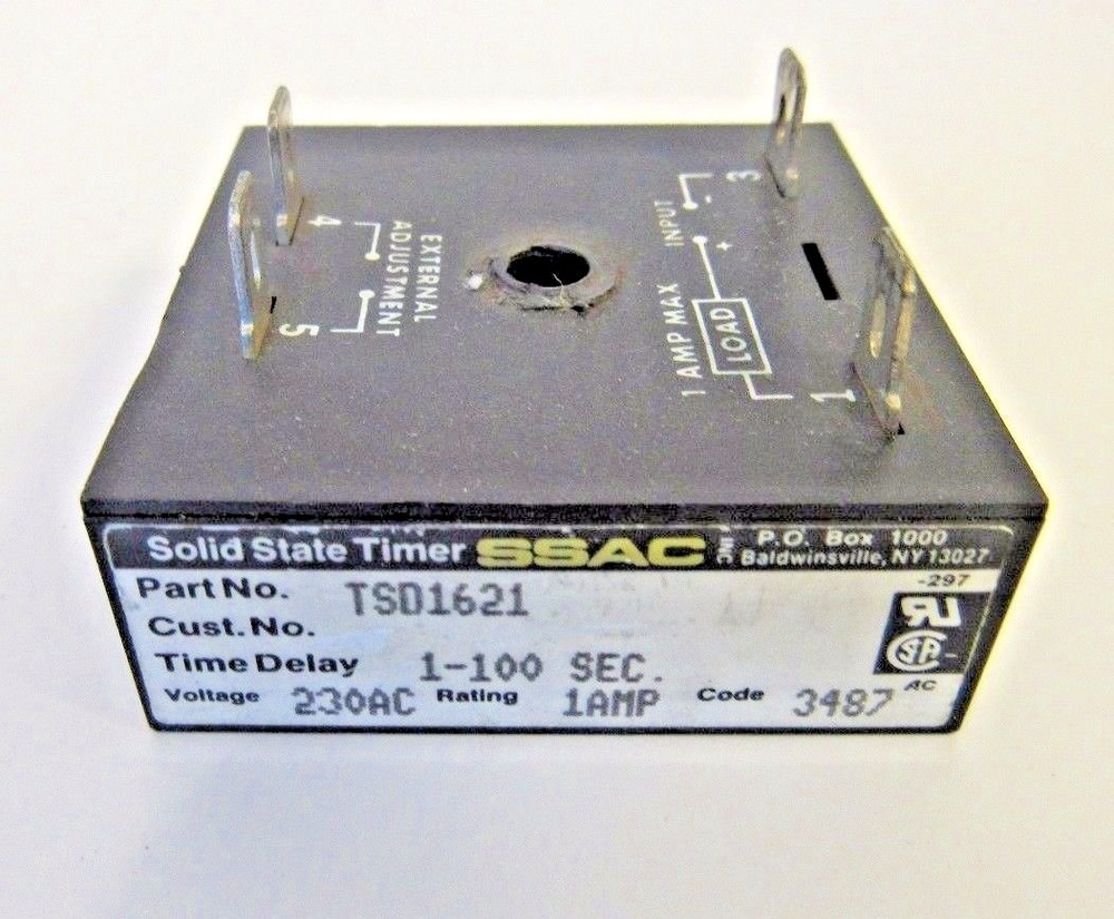SSAC TSD1621 SOLID STATE TIMER 1-100 SECONDS 230VAC 1A USED