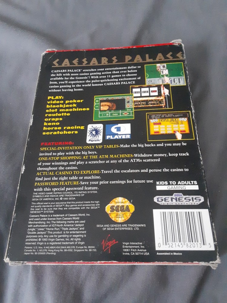 Ceasars Palace Sega Genesis Original Used Empty Case Only BOX