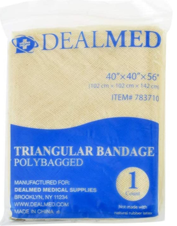 Dealmed Triangular Bandage Polybagged With 2 Safety Pins 40" x 40" x 56"
