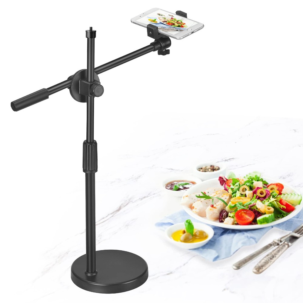 Overhead Phone Stand for Recording - Desktop Adjustable Black