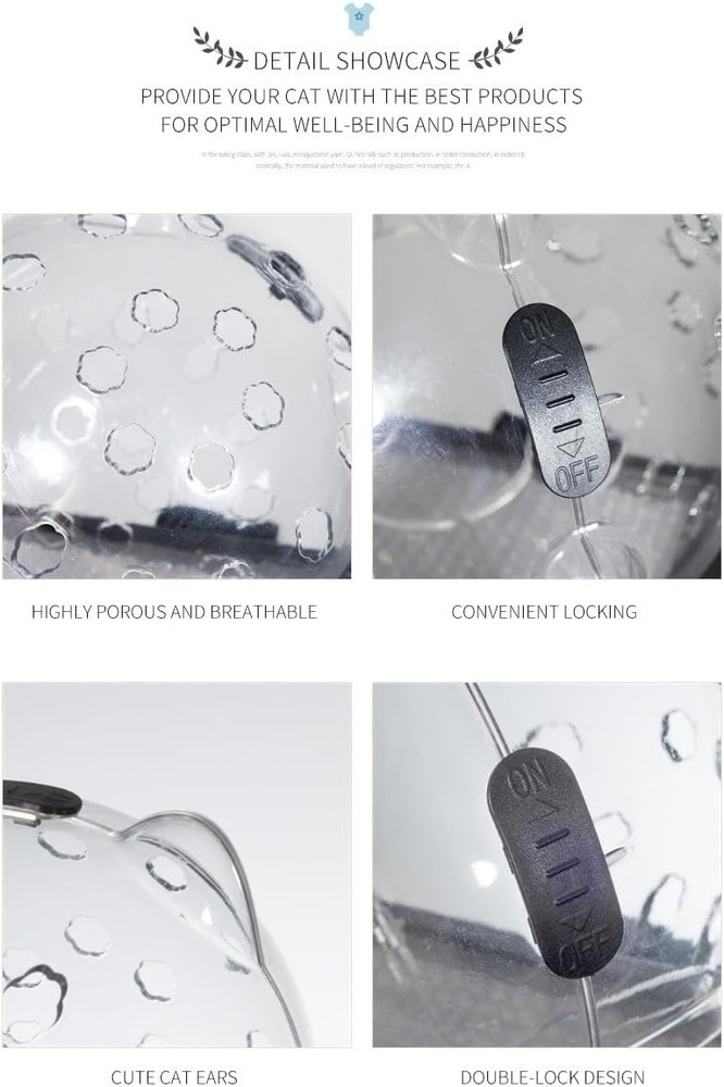 Astronaut Cat Muzzle Adjustable Helmet - Breathable Transparent Kitten Preven...