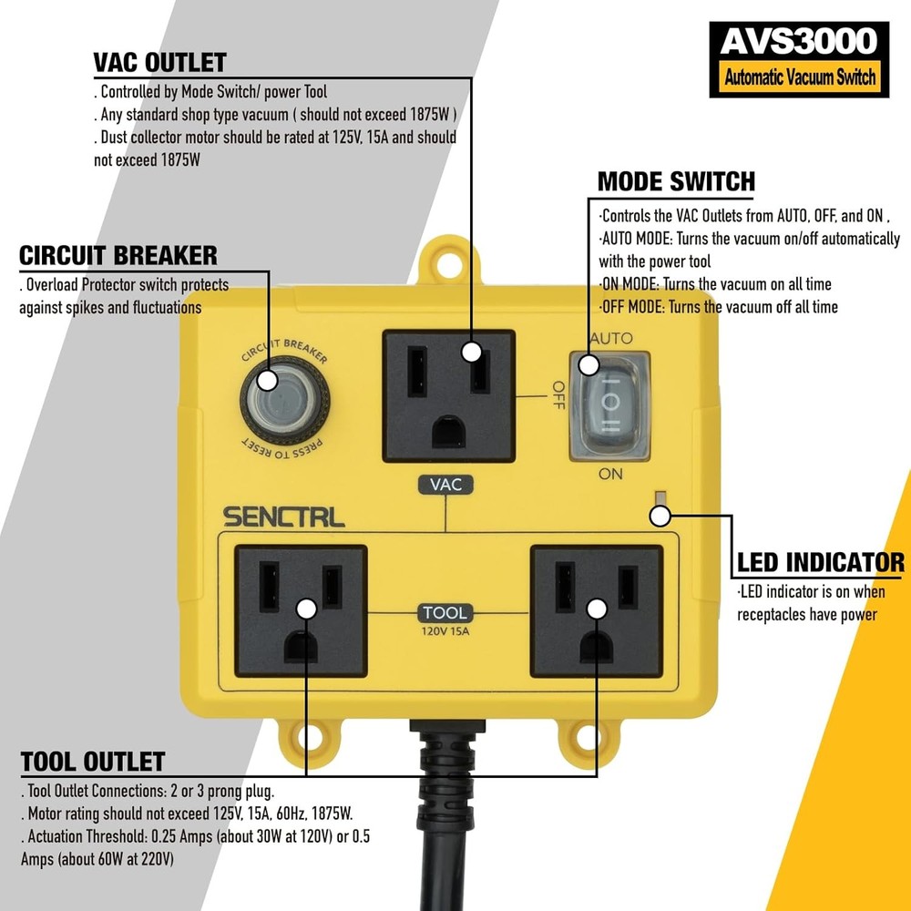 Automatic Vacuum Switch for Power Tools to Turn Dust Collector