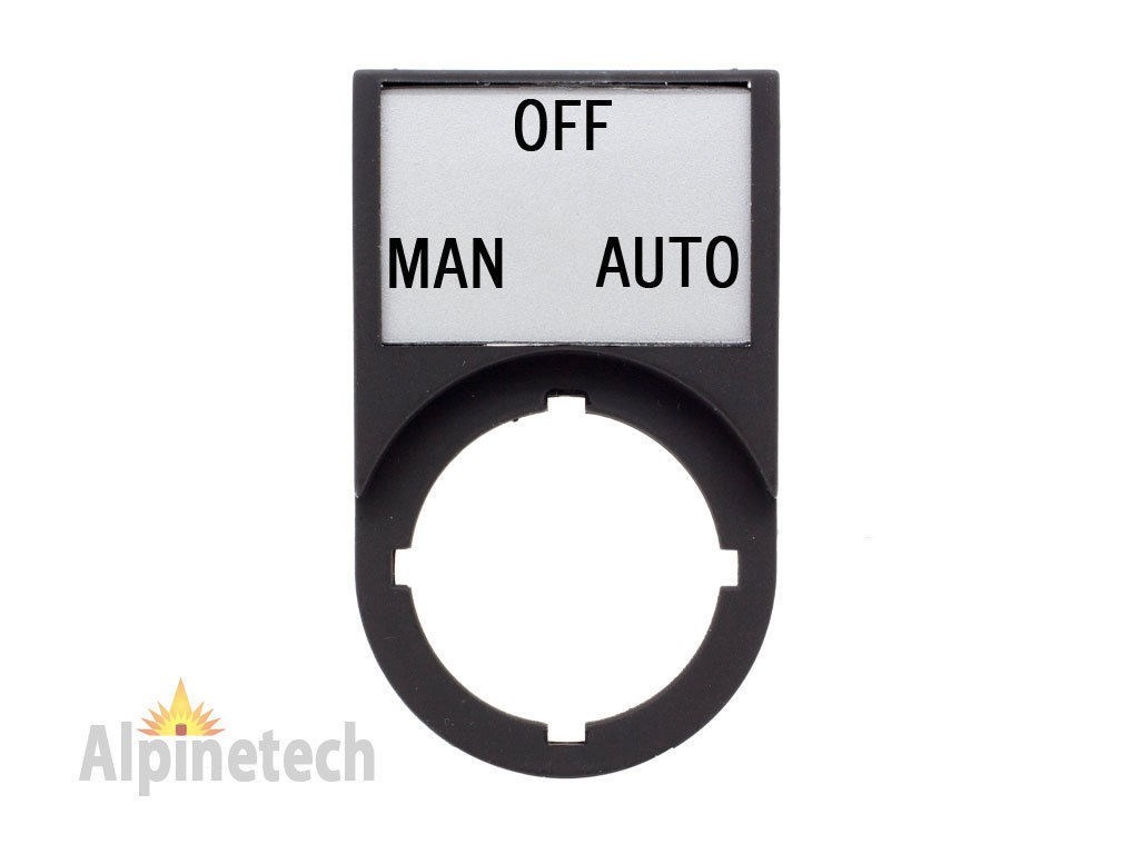 Legend Plate "MAN OFF AUTO" with Holder For Use with 22mm Switches