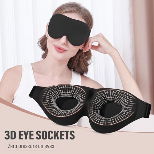 Sleep Mask for Side Sleeper, Complete Light Blocking 3D Sleeping Eye Black