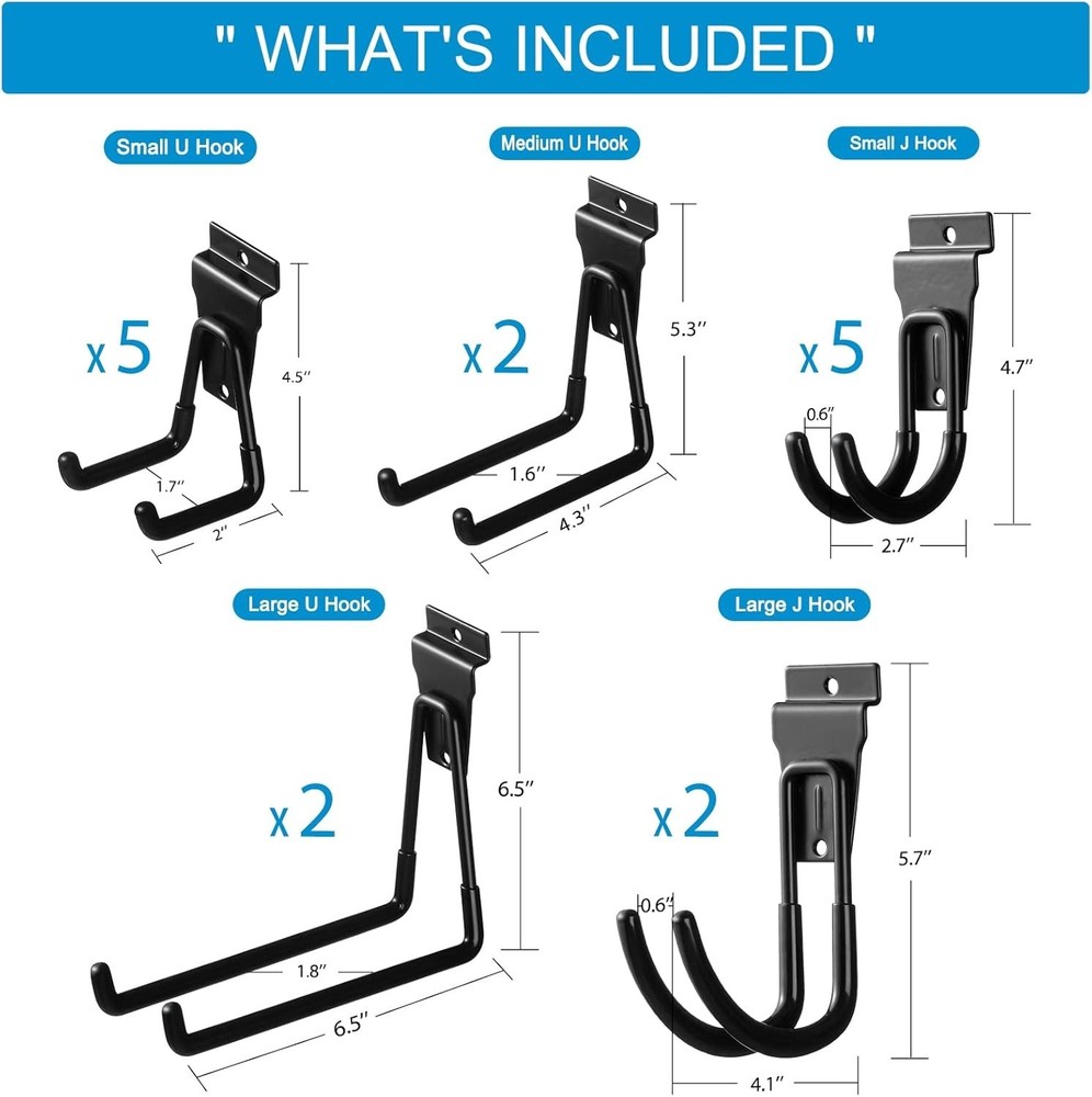 Durable 16-Piece Black Slatwall Hook Assortment for Optimal Storage Solutions