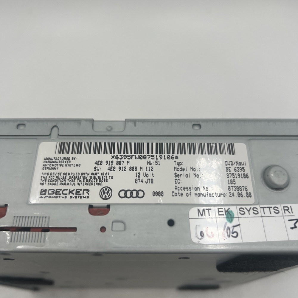 2007 2008 Audi S6 DVD ROM Navigation Unit 4E0919887
