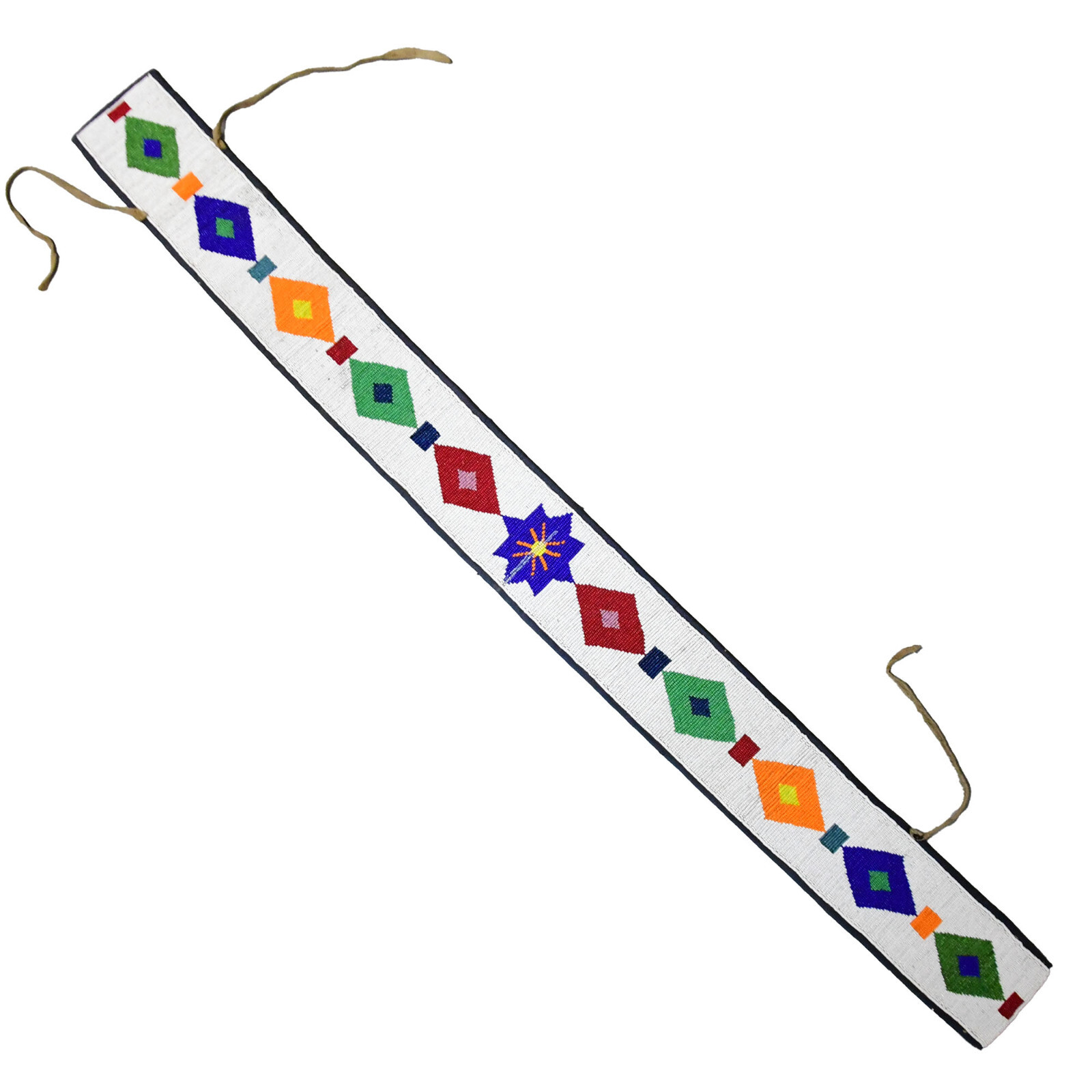 Blackfoot Beaded Belt 40.25" Long 3.5" Wide Blue Trade Cloth Backing