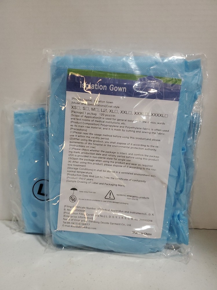 2 Large disposable isolation gowns