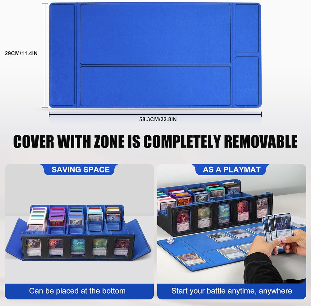 Trading Card Storage Box with Commander Display , 5-Row Deck Case with Removable