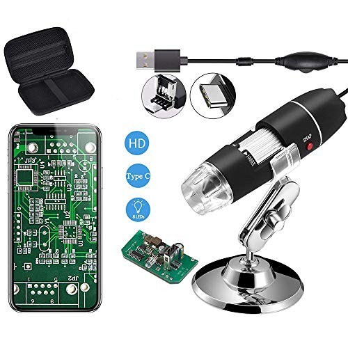 40-1000X USB Digital Microscope with Carrying Case, 8 LED Endoscope Camera for P