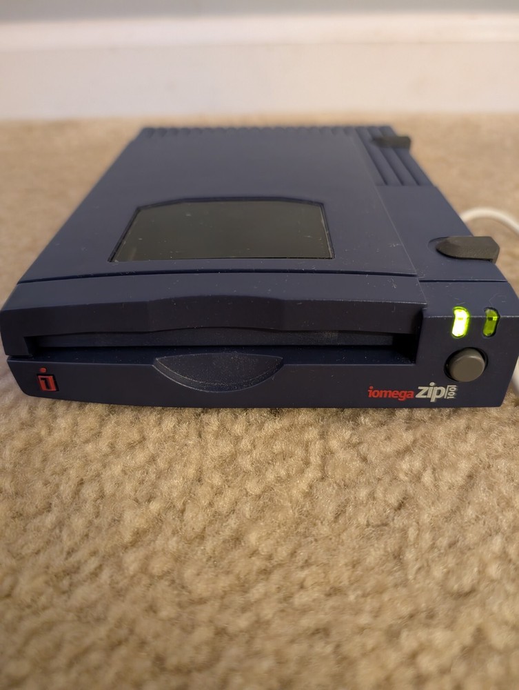 Iomega Zip 100 Portable Drive Parallel Cable Box Power Supply Tested