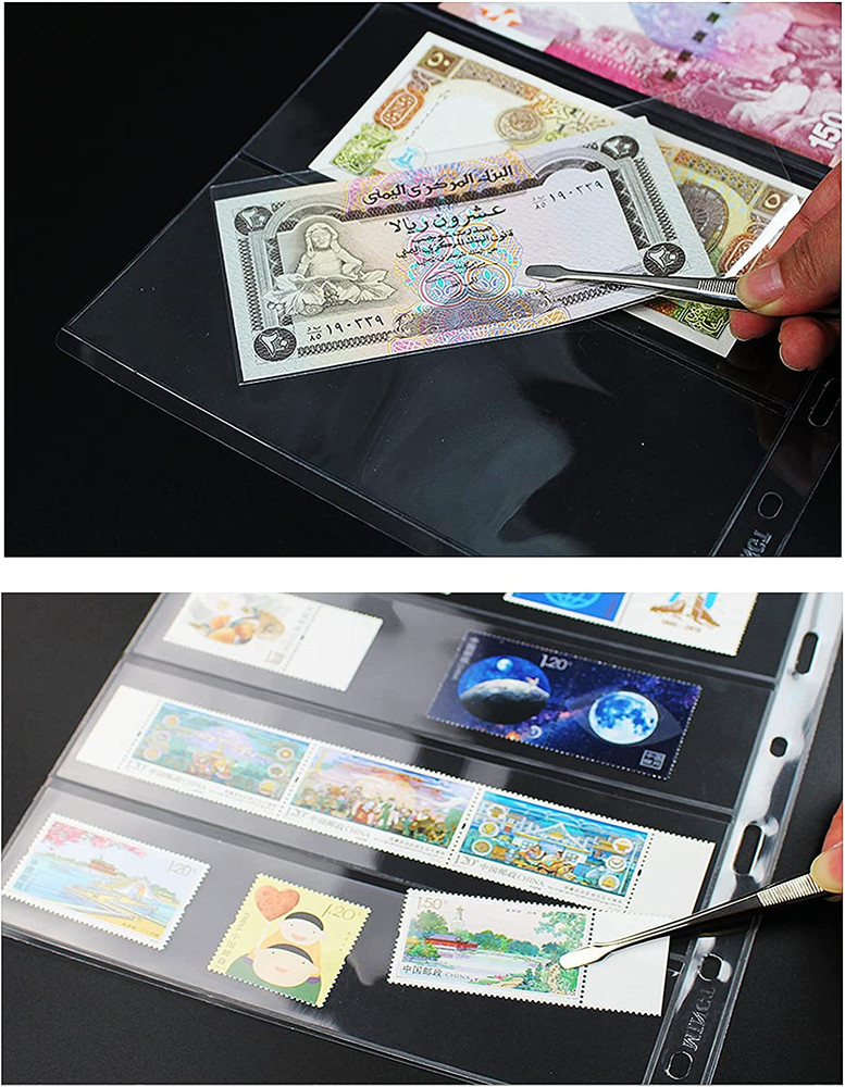 Clear Stamp Pages for Stamp Album Binder, 1 Pocket Page for Stamp Collectors, 10