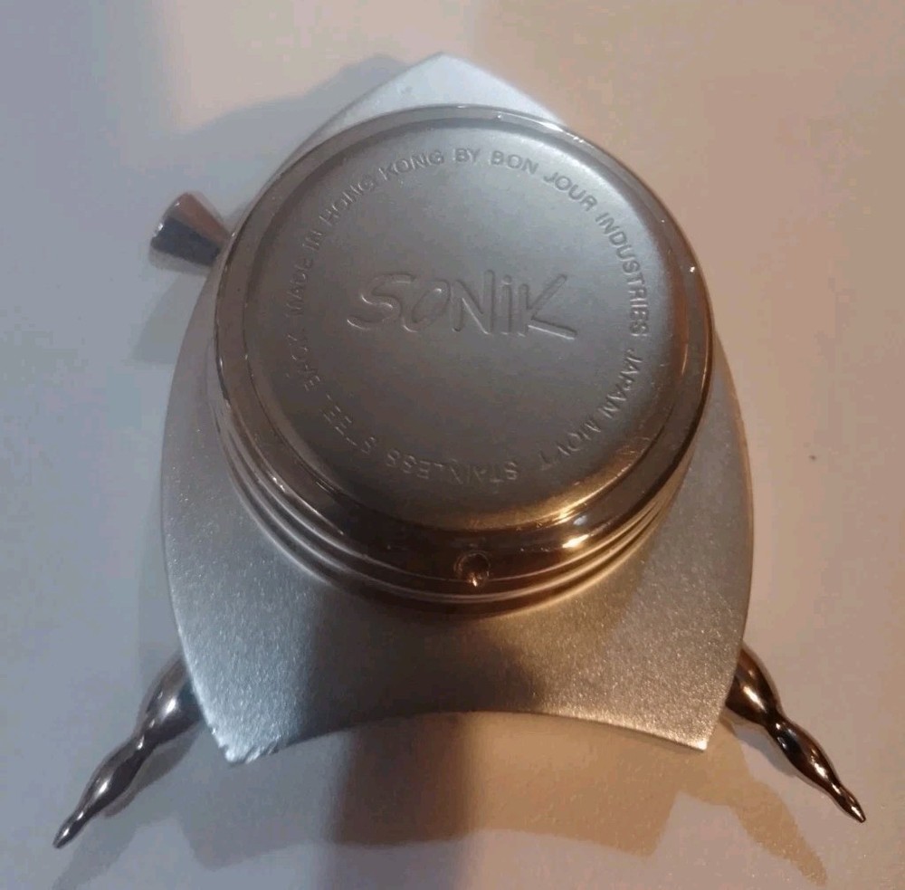 Vintage Sonik Mini Table Clock Made In Japan Working Condition Needs Third Leg