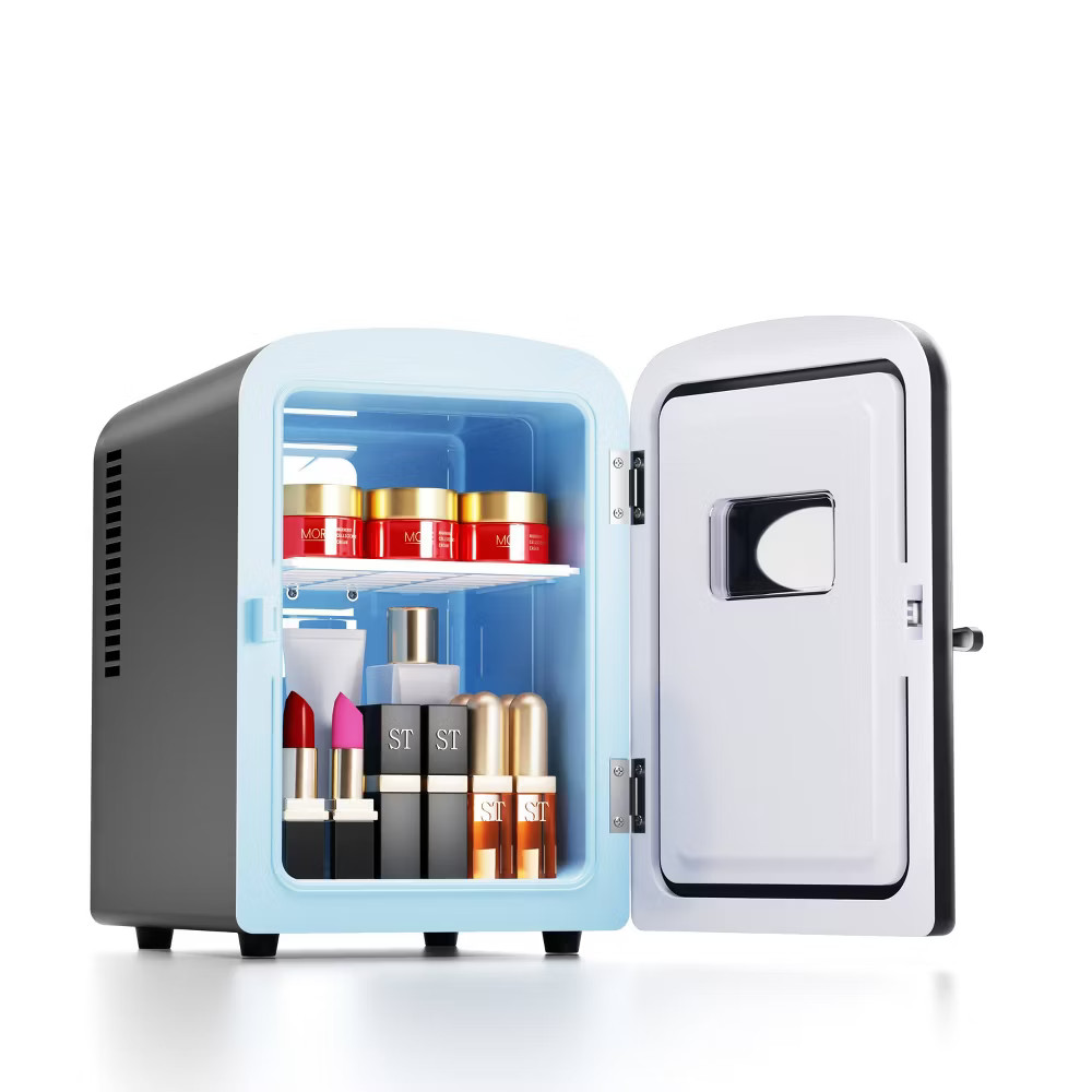 Kenmore 6 can Mini Refrigerator: Countertop Tiny Fridge for Skincare & Makeup,
