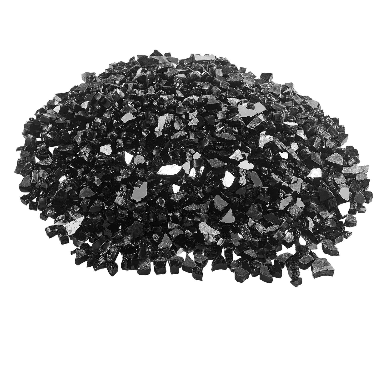 VEVOR 10 LBS Fire Glass 1/2-Inch Fireplace Glass Rocks for Fire Pit Table Black
