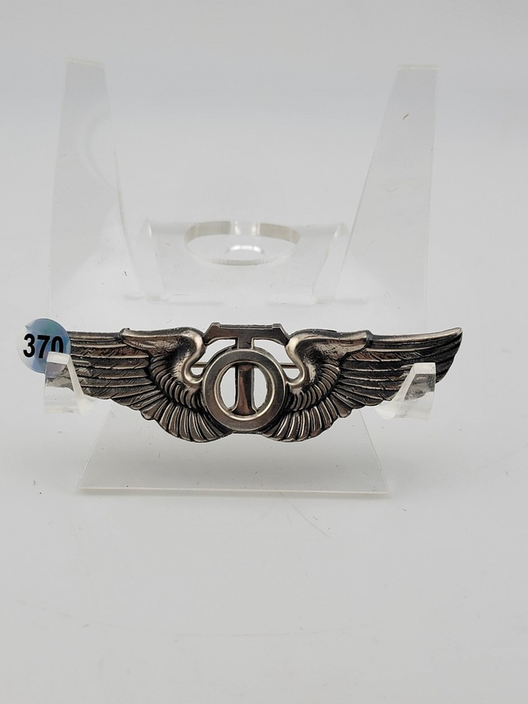 Rare Post- WW2 AAF Technical Observer Wing Badge. Sterling Silver. VG Cond.