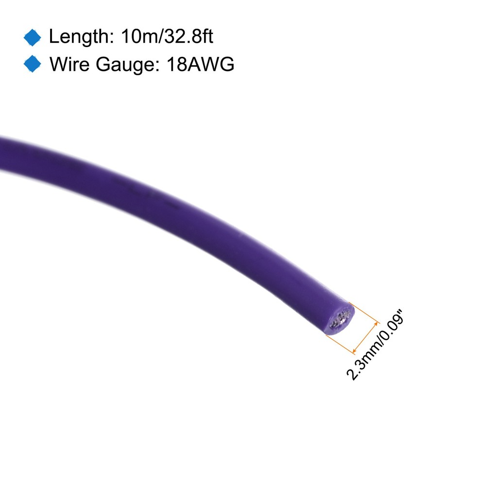 18AWG Stranded Wire Hookup 10M/33ft Purple Electrical Wire UL1007 Spool
