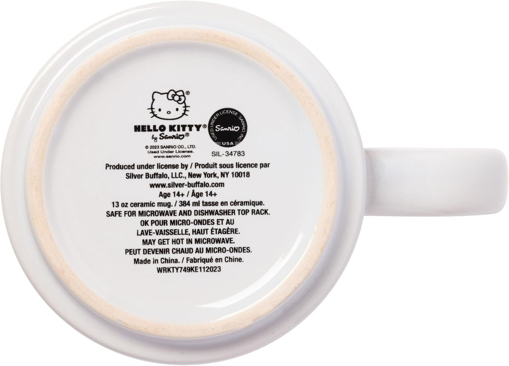 Hello Kitty Polka Dot Food Scribble Single Stackable Ceramic Mug, 13 Ounces