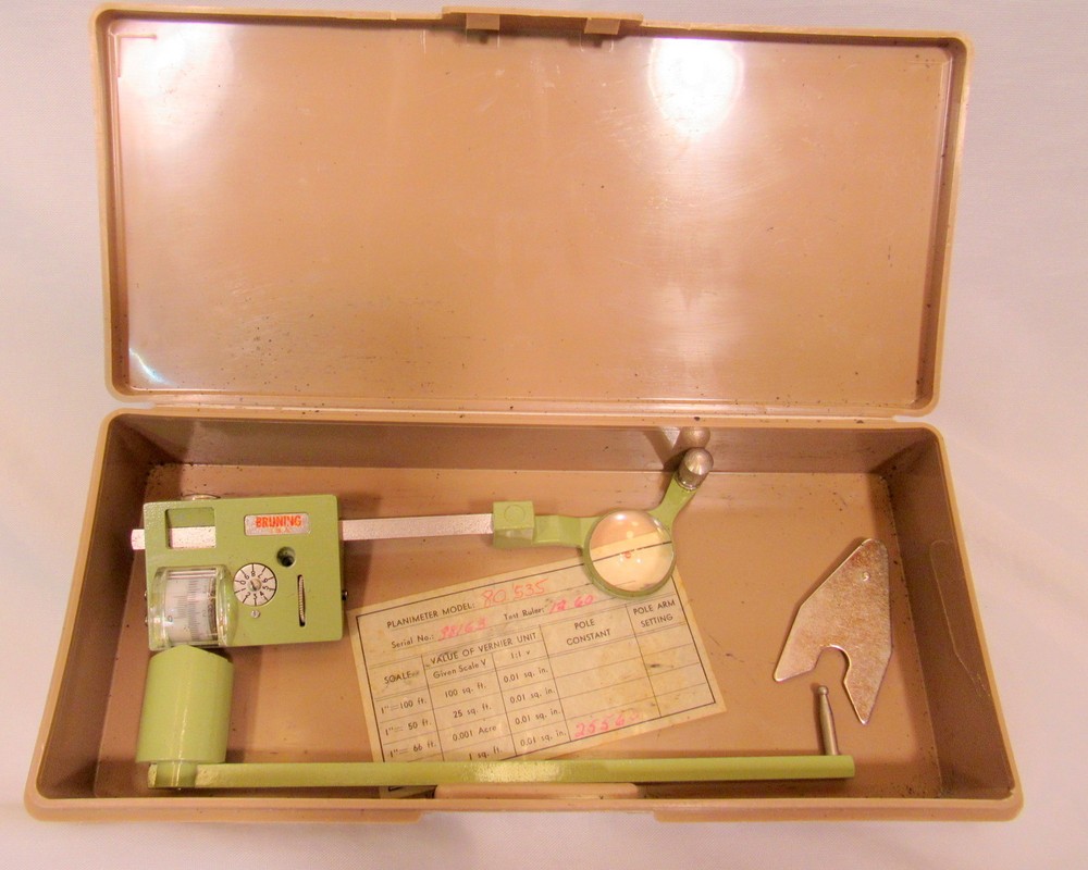 Vintage Bruning Compensating Polar Planimeter Map Measuring Instrument