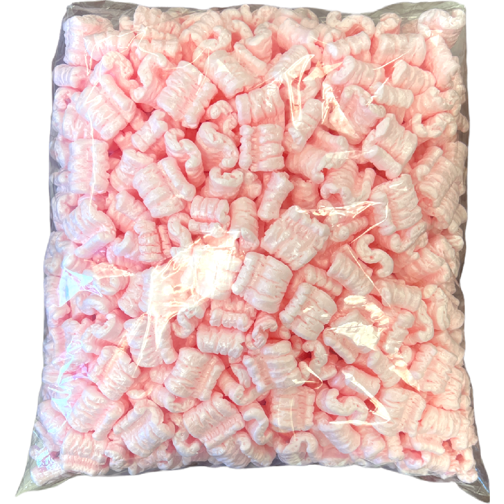Packing Peanuts 0.6 cu ft - MiniPack Pink Anti Static Popcorn Free Shipping