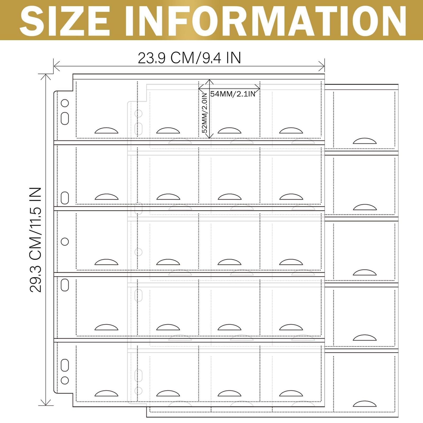 30 Sheets Uncle Paul Coin Binder Sheets 2" x 2" Coin Flips - 600 Pockets 7 Holes