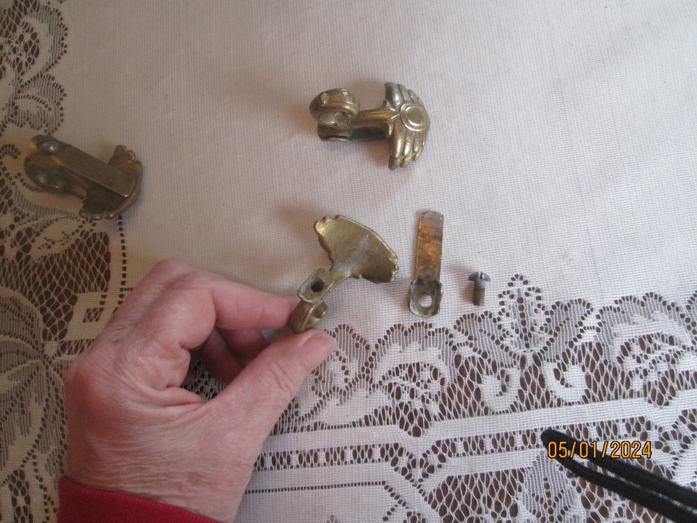 Antique 1914 Brass Wing shaped Hooks